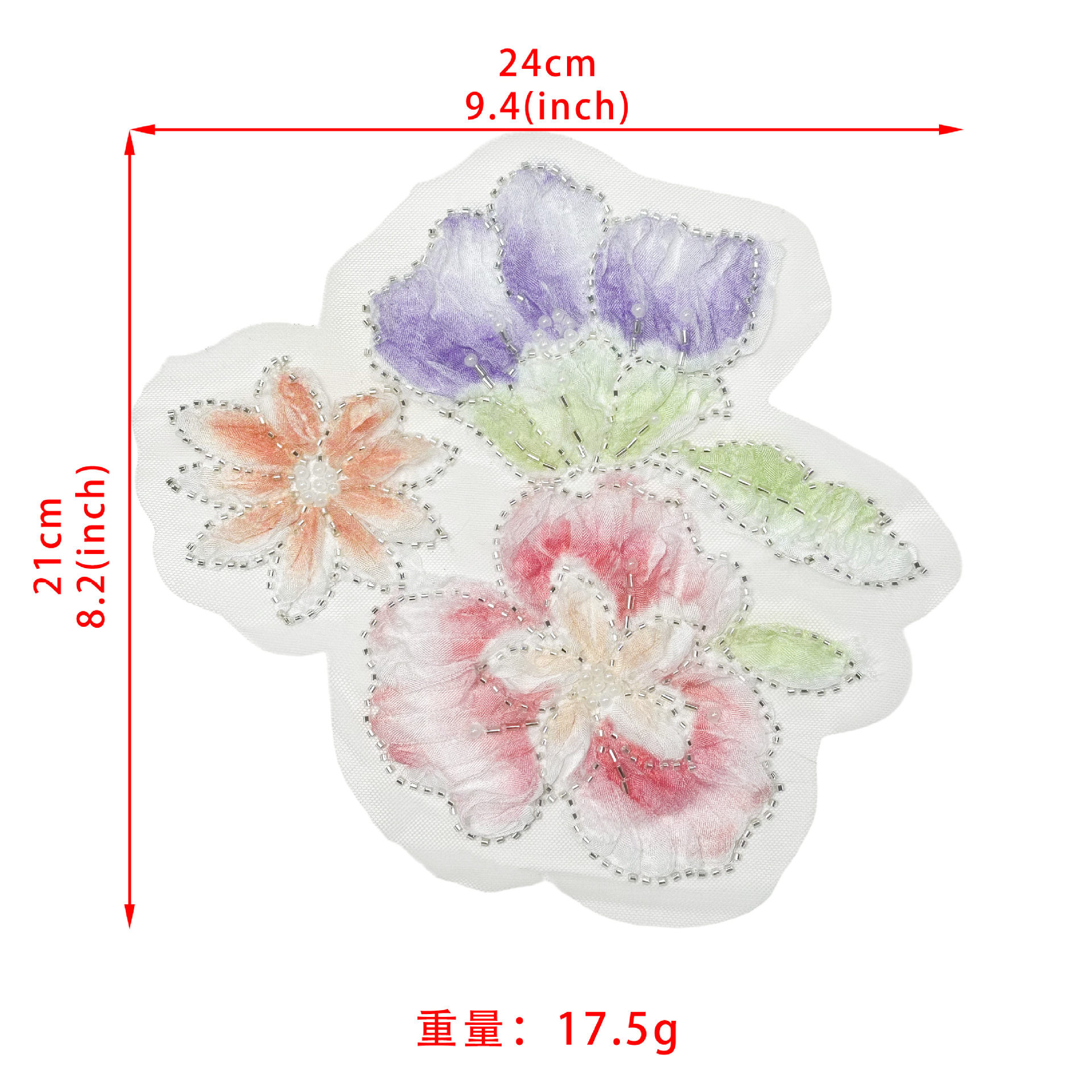 26 primavera y verano nuevo hilo de malla sequinilla bordado DIY tela teñida pegada flor de pecho decoración de moda accesorios de ropa de mujer