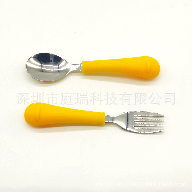 Cuenco de silicona pato suplemento alimenticio Tazón traje 316 tenedor cuchara lindo pollo lechón tazón de bebé resistente a la caída Tazón de cuchara traje