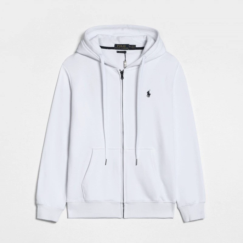 Demi-season fleece hoodie, men's zip cardigan with embroidered pony, casual fit, sizes S–XXXL