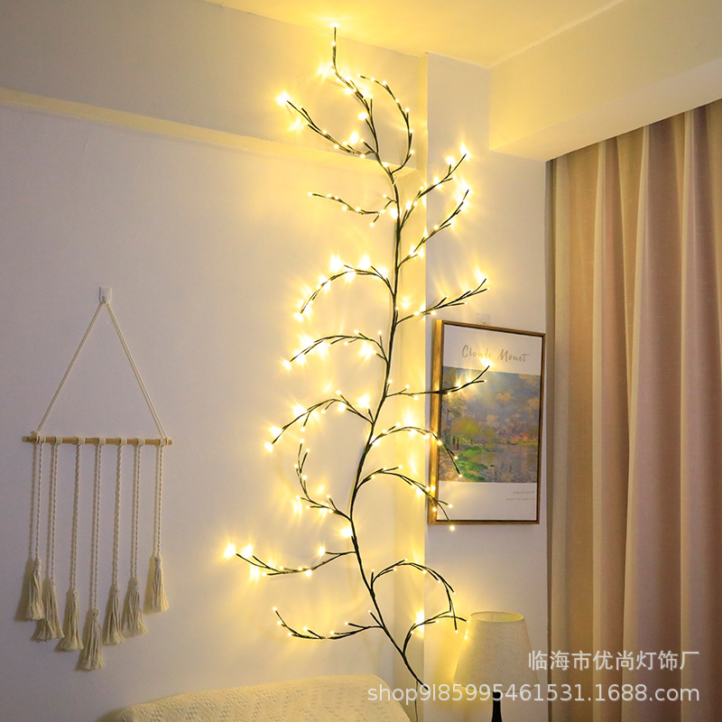 Lámpara de ratán LED lámpara de rama de bola lámpara de decoración de vacaciones de Navidad lámpara de estilo sala de estar dormitorio cadena de luz especial transfronteriza