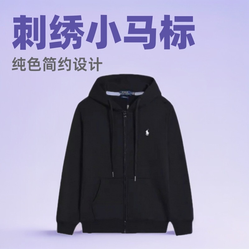 Spring and Autumn Long-Sleeved Sweatshirt for Men, Casual Solid Color Embroidered Pony Logo Zipper Cardigan Workwear Short-Sleeved Spring and Autumn Long-Sleeved Sweatshirt for Men, Casual Solid Color Embroidered Pony Logo Zipper Cardigan Workwear Short-Sleeved