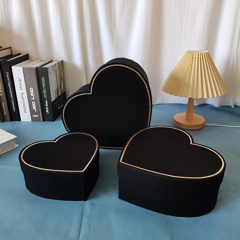 心形三件套花盒绸缎材质鲜花礼盒花店创意水果礼盒520玫瑰花盒