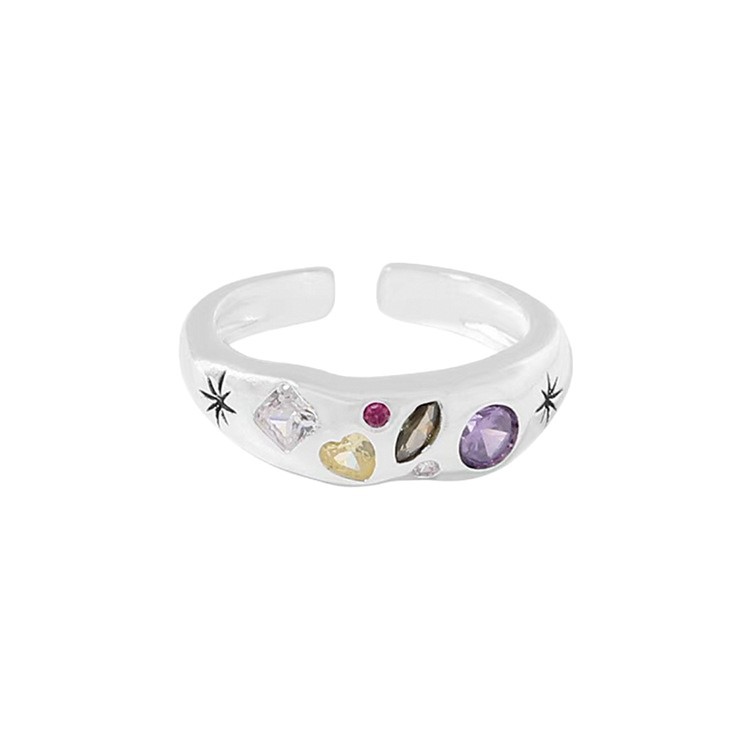 Colorful Irregular Zircon Ring For Women, Sweet And Cool Style_voghion.com