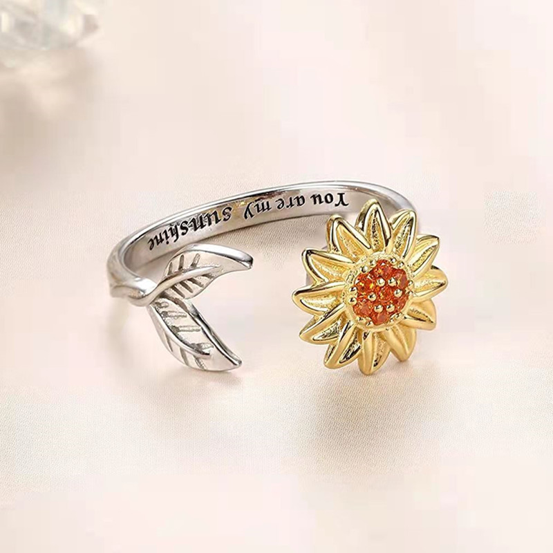 1 Piece Simple Style Sunflower Brass Polishing Rings display picture 2