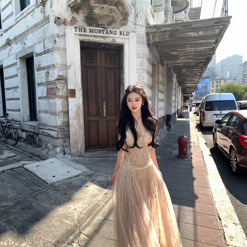 Yimengling's Same Style French Lace Long Dress for Women, Waist-Cinching, Slimming, Vacation Style, Elegant and Pure Desire Style Dress Yimengling's Same Style French Lace Long Dress for Women, Waist-Cinching, Slimming, Vacation Style, Elegant and Pure Desire Style Dress