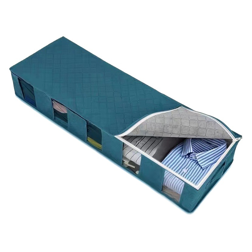 Amazon no tejida cama inferior bolsa de almacenamiento armario ropa a prueba de polvo caja de almacenamiento a prueba de humedad bolsa de almacenamiento de edredón plegable