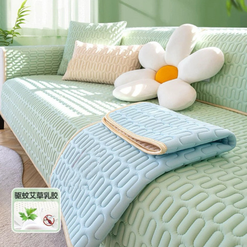 Eucalyptus Latex Sofa Cushion Summer Ice Silk Cooling Mat Seat Pad with Non-Slip Leather Sofa Cover 2025 Cover Cloth