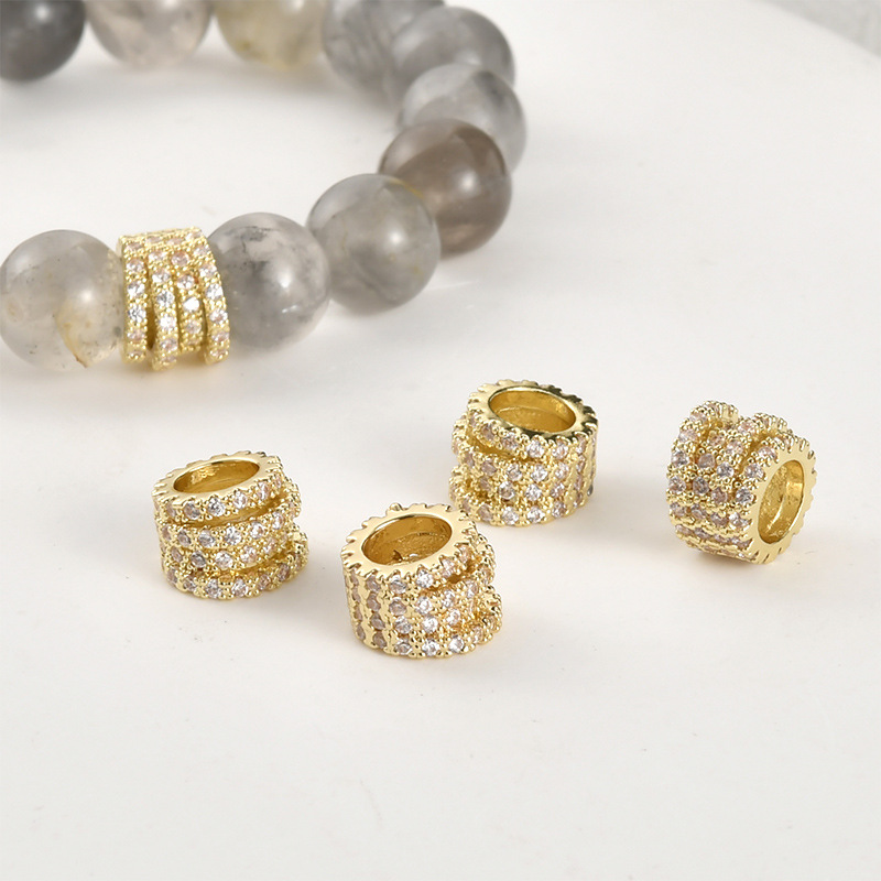 14k gold diamond irregular thread large hole beads diy hand-made crystal bracelet necklace beaded jewelry accessories