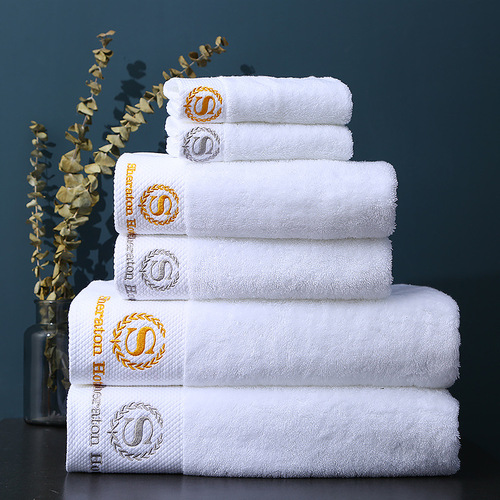 High-end five-star hotel towels, 100% cotton, absorbent and thickened 150g bath towels, embroidered logo