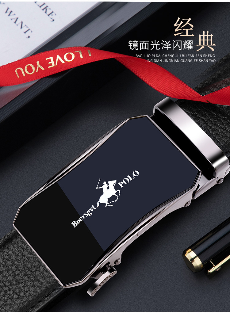 Paul Herren neuer echtem Ledergürtel Arbeit automatische Schnalle Rindsleder praktisches Kartenfach Gürtel modisch und vielseitig
