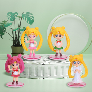 Solid Pvc Beautiful Girl 4 Pieces with Base Anime Hand-Made Office Ornaments Baking Cake Decoration Ornaments