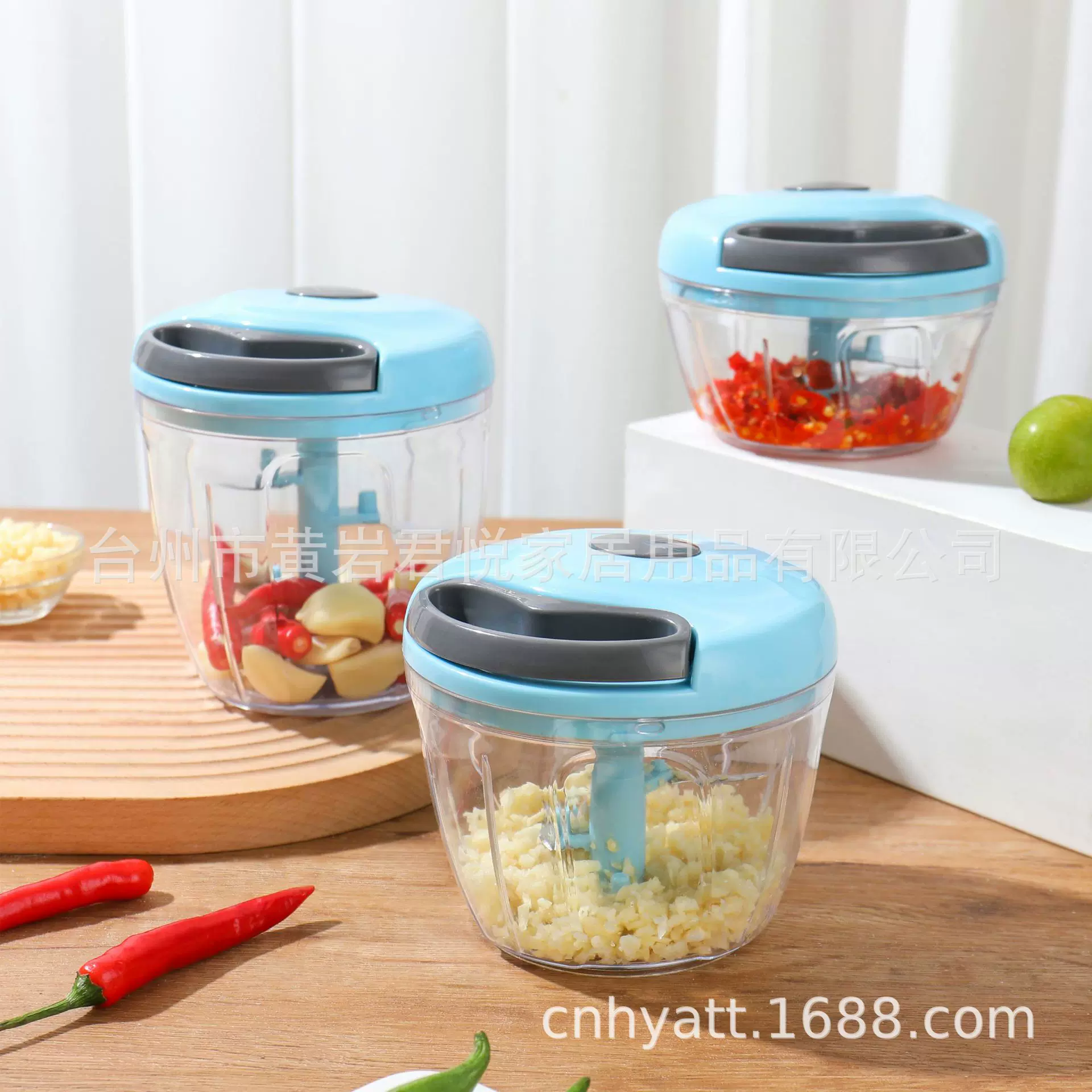 沃尔玛验厂高品质拉绳式手动捣蒜拉蒜器厨房工具家用搅碎机批发
