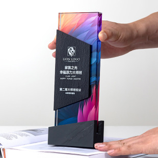 Factory Direct Sales Crystal Trophy Engraving Production Colorful Competition Trophy Sports High-End Outstanding Employee Marble