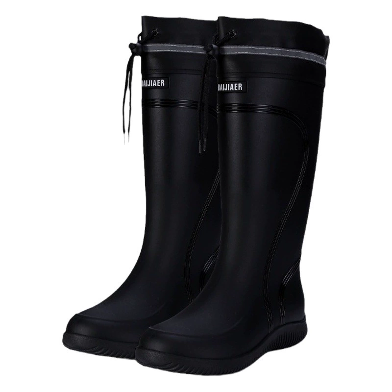 Оптовая продажа непромокаемые сапоги, Мужская модная верхняя одежда, Нескользящие Проводные резиновые сапоги с высокой трубкой, кухонная Автомойка, специальная задняя длинная водяная обувь