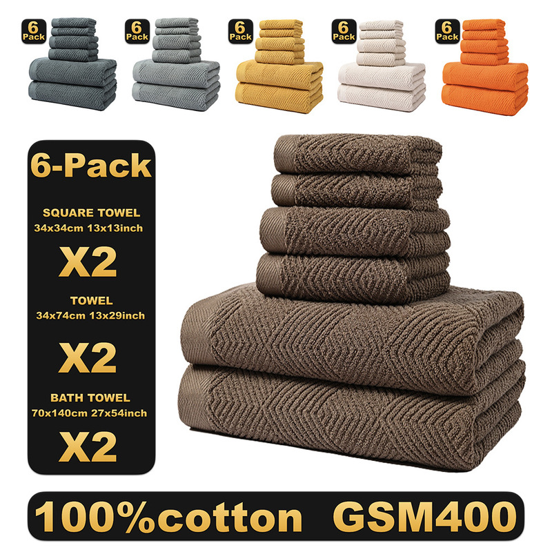 Cross-Border Supply of Pure Cotton Towels, Bath Towels, Square Towels, Six-Piece Set, Cross-Border Pure Cotton Towels for Home Use, Absorbent, Soft and Skin-Friendly Cross-Border Supply of Pure Cotton Towels, Bath Towels, Square Towels, Six-Piece Set, Cross-Border Pure Cotton Towels for Home Use, Absorbent, Soft and Skin-Friendly