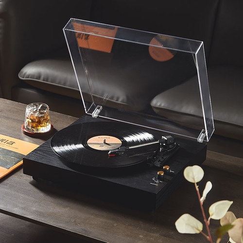 Antique-style turntable, birthday gift wireless record player, retro black vinyl record machine