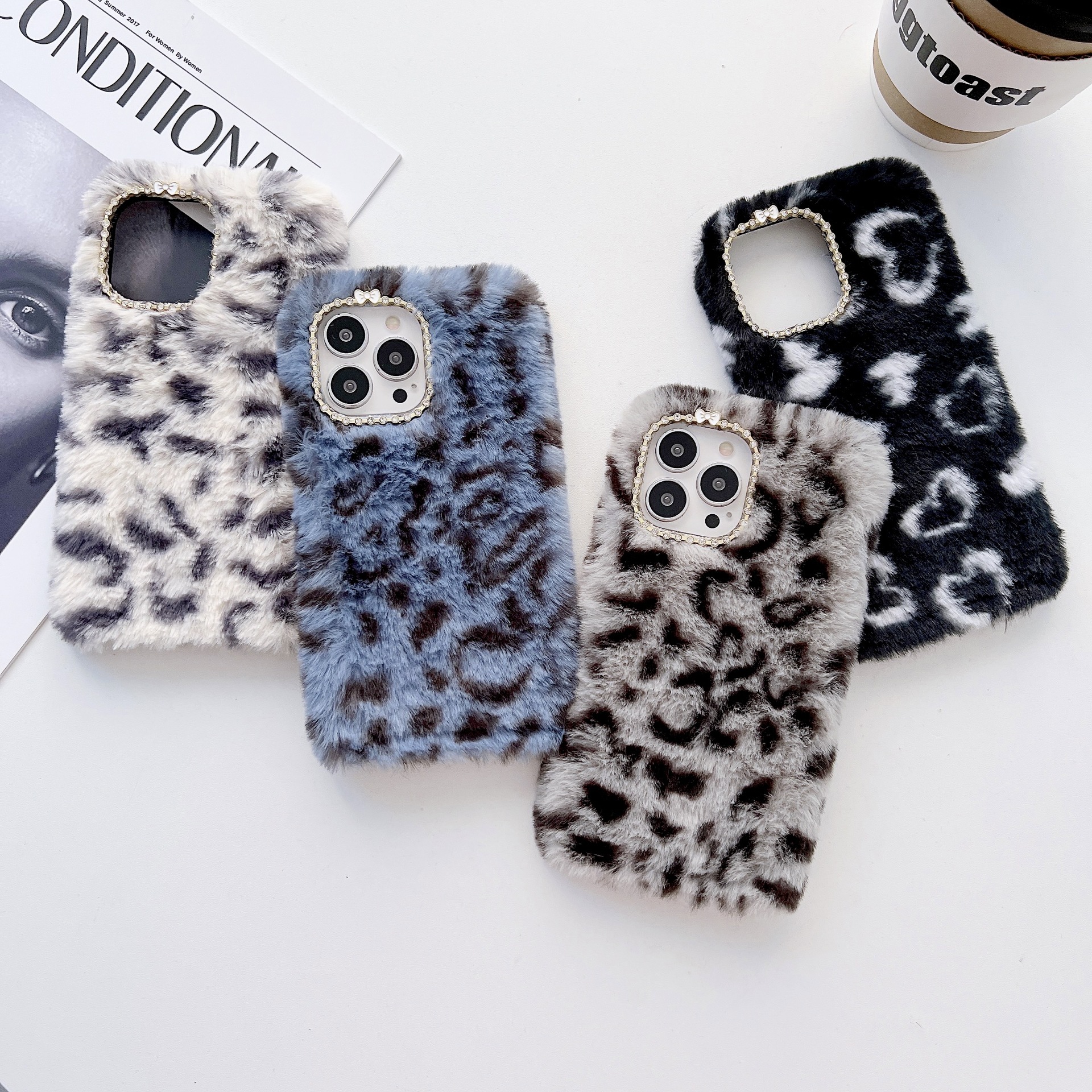 Suitable for iPhone 15 Pro Colorful Leopard Pattern Phone Case Apple 13 Warm Hand Plush_voghion.com