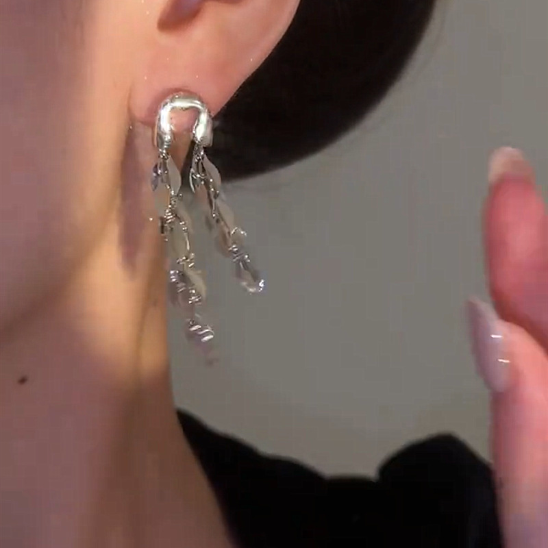 Special-interest Design Silver Smart Wheat Long Fringe Earrings