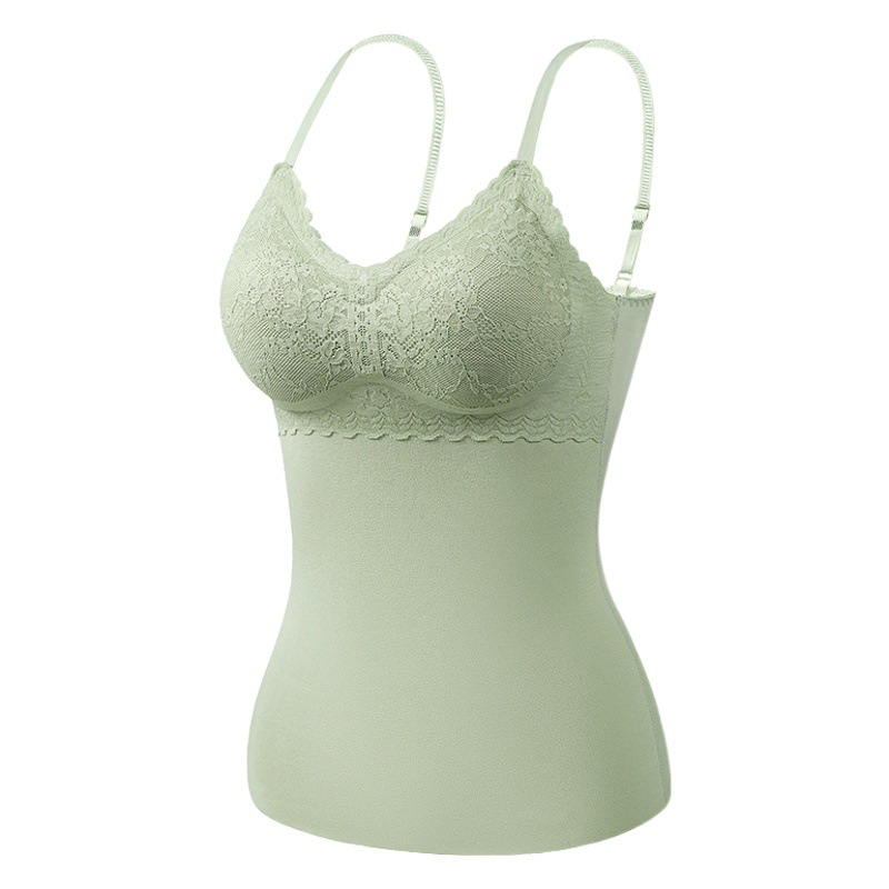 Camisola térmica de terciopelo de doble cara con almohadilla en el pecho top de ropa interior térmica sin costuras de cachemir de seda para mujer