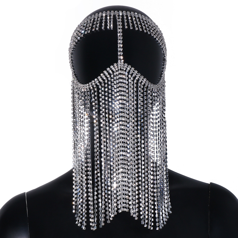 AliExpress Venta caliente rhinestone máscara femenina europea y americana sexy exagerada borla multi-capa máscara accesorios de lujo máscara