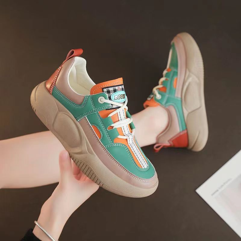 Damen Leder Casual Board Sneaker Mit Dicker Sohle Für Alltag_voghion.com