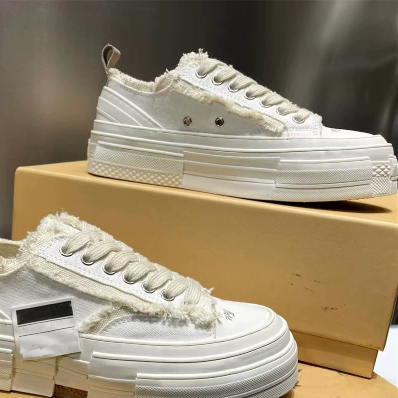 Высокая версия кроссовок Wu Jianhao TT TT TT Canvas Shoes Swan Heart Fatty Plush Retro Leisure Besides Half Drag Beggar Shoes