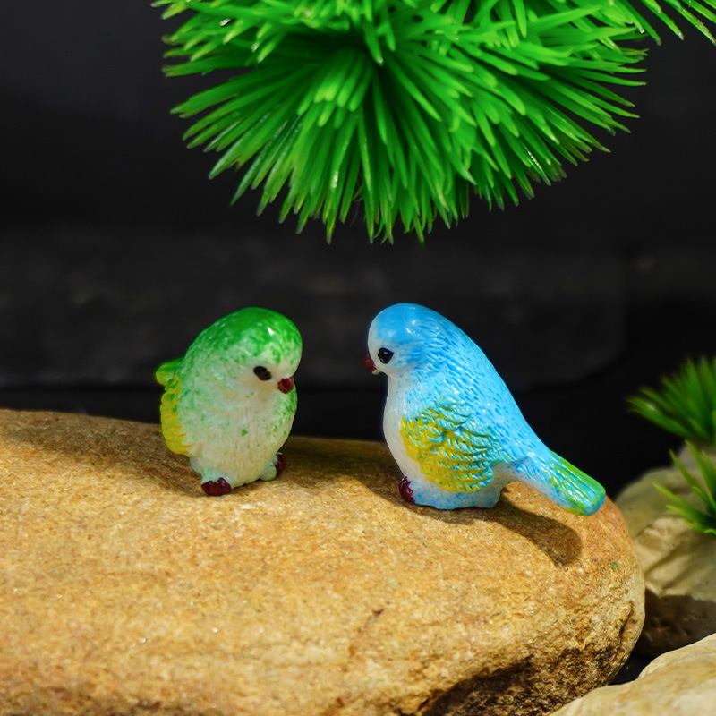 Jardinería, plantas, animales, resina, artesanías, musgo, micropaisaje, accesorios carnosos, lindos adornos de aves de dibujos animados