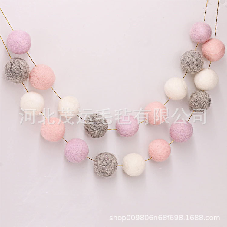 大量供应 羊毛球串 儿童房样板房装饰毛毡球串