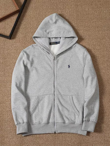 High-Quality Cross-Border Export Eight-Color Terry Pony Fleece Embroidered Logo Hooded Zipper Jacket Sweatshirt for Men and Women