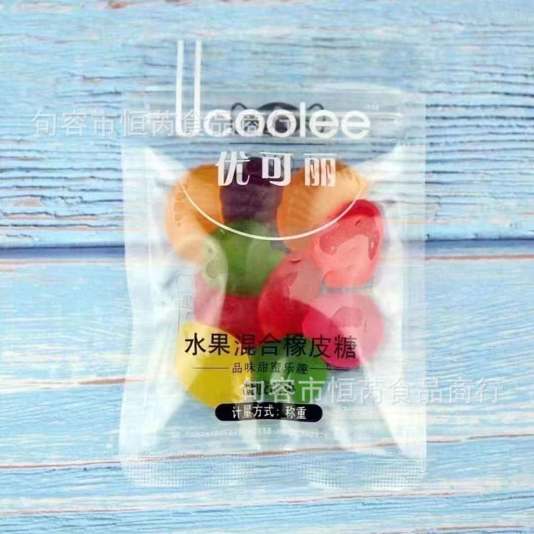 优可丽 水果混合橡皮糖 多彩混合橡皮糖 彩虹绳橡皮糖 一袋5斤