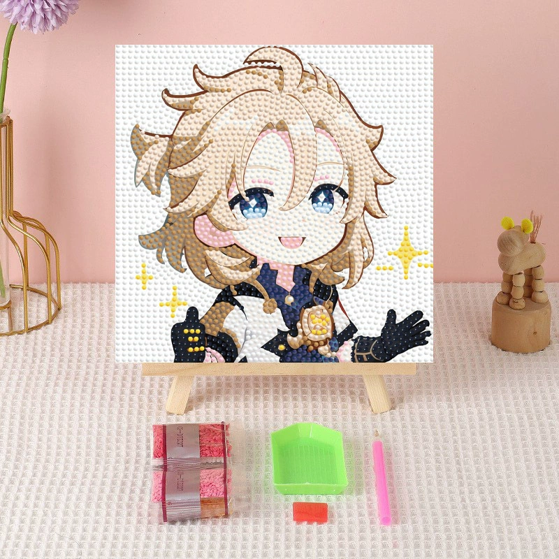 Алмазная вышивка (canvas) Genshin Impact DIY, 20×20 / 30×30, деревянная внутренняя рама и набор инструментов