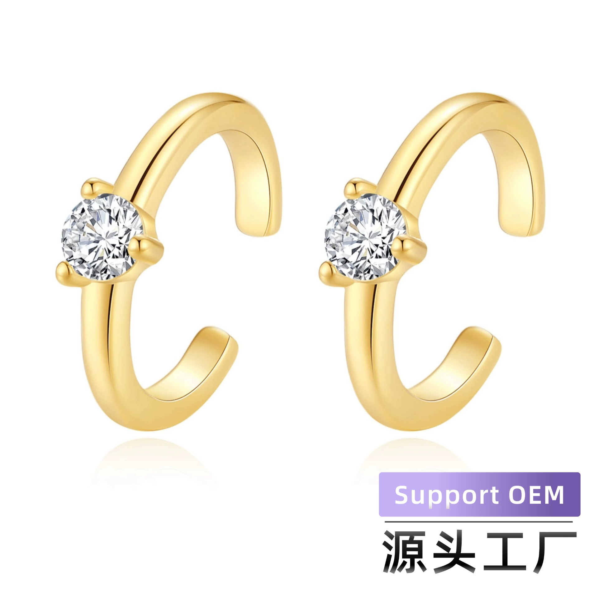 Sophisticated universal ear clips, European style, 925 silver, simple, elegant design