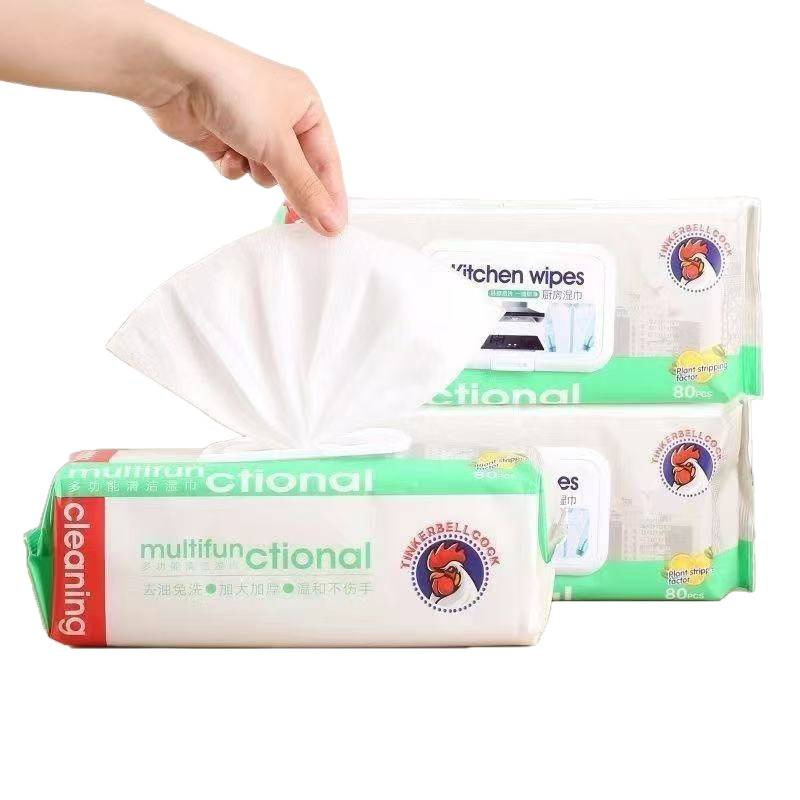 Dingdong toallitas de limpieza multifuncional de gallo, toallitas de cocina para eliminar la contaminación de aceite y aumentar el grosor de 80 paquetes grandes