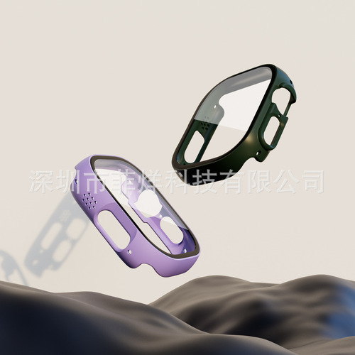New model suitable for AppleWatchUltra Apple 678 generation watch protective case, oil-injected tempered film integrated case