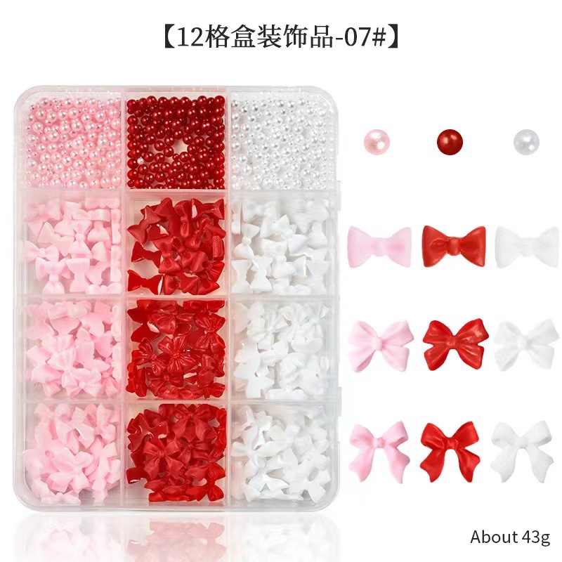 Explosión 3D aurora estereoscópica corbata de mariposa flores joyas de manicura resina roja red taladro plano accesorios de perlas semicirculares