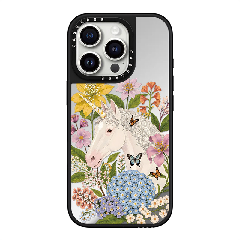 C家联名潮牌花卉独角兽白马适用iphone17手机壳16promax苹果15pro