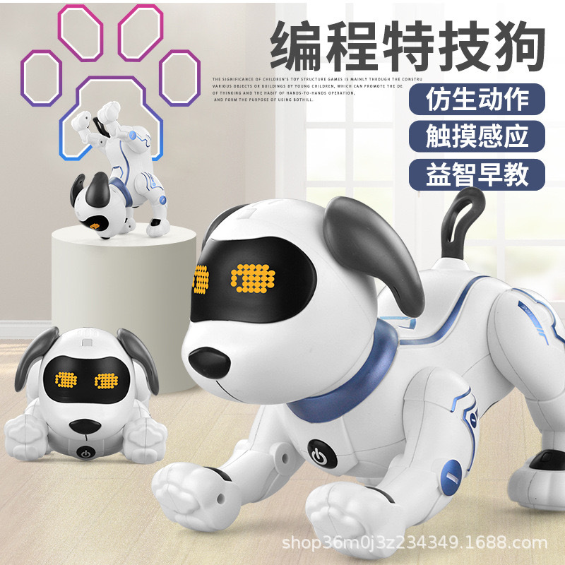 2025 nuevo niño biónico inteligente programación robot perro juguete simulación de trucos llamará a caminar perro eléctrico controlado por control remoto