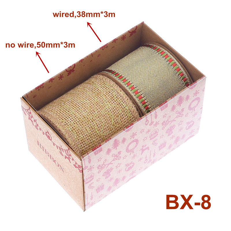 Nuevo transfronterizo Amazon Navidad cinta caja de paquetes de regalos árbol de Navidad decoración oro y plata cinta set