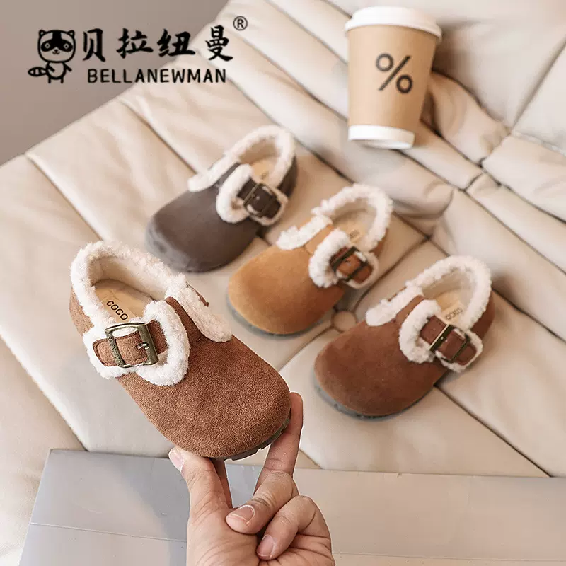 宝宝冬款勃肯鞋二棉2025新款韩版女童保暖棉鞋大童室内外毛毛鞋