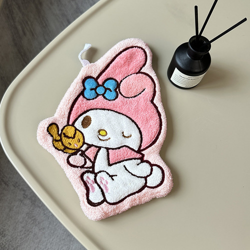 Hand Towel Cartoon Cute Hanging Double Layer Thick Absorbent Soft Coral Velvet Children's Handkerchief