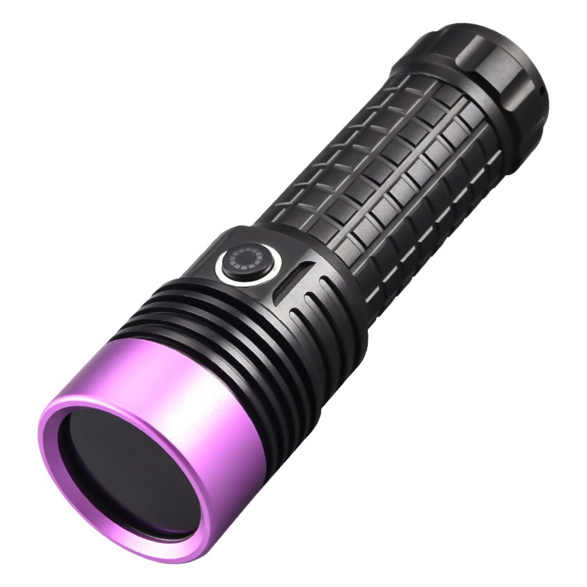 60W de alta potencia linterna púrpura UV espejo negro púrpura luz al por mayor joyería fluorescente anti-falsificación aceite mancha detección 365nm