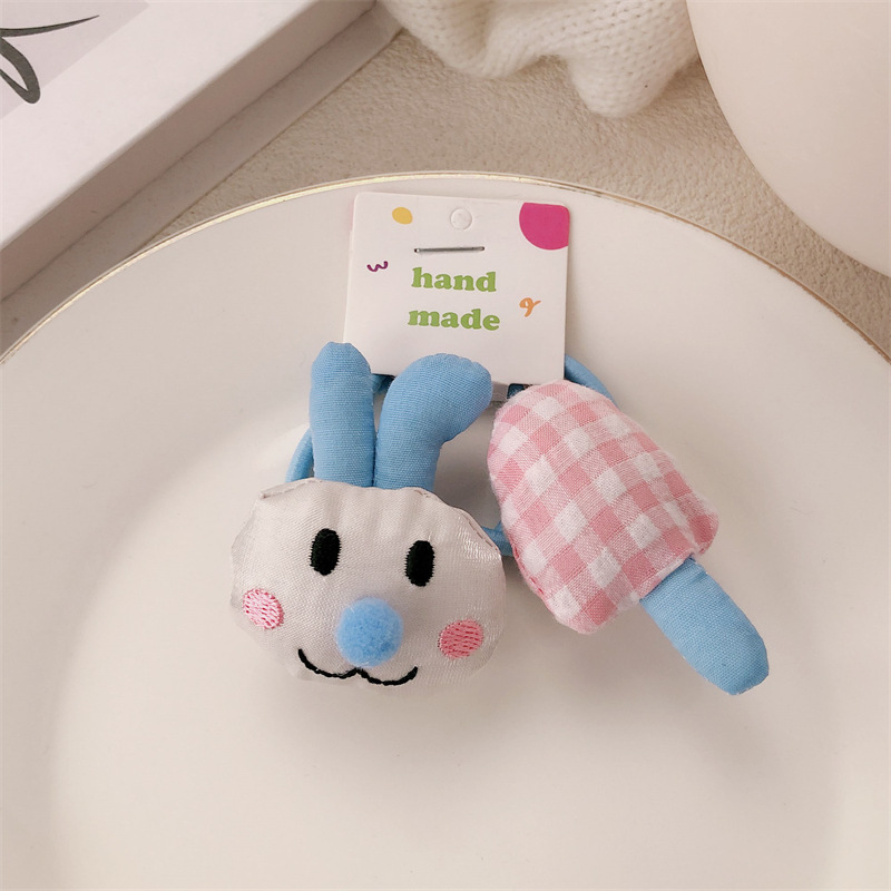 Diversión tela dibujos animados conejo hongos cabello lindos anillo de cabello de alta elasticidad correa de cabello de cola de caballo adornos para el cabello