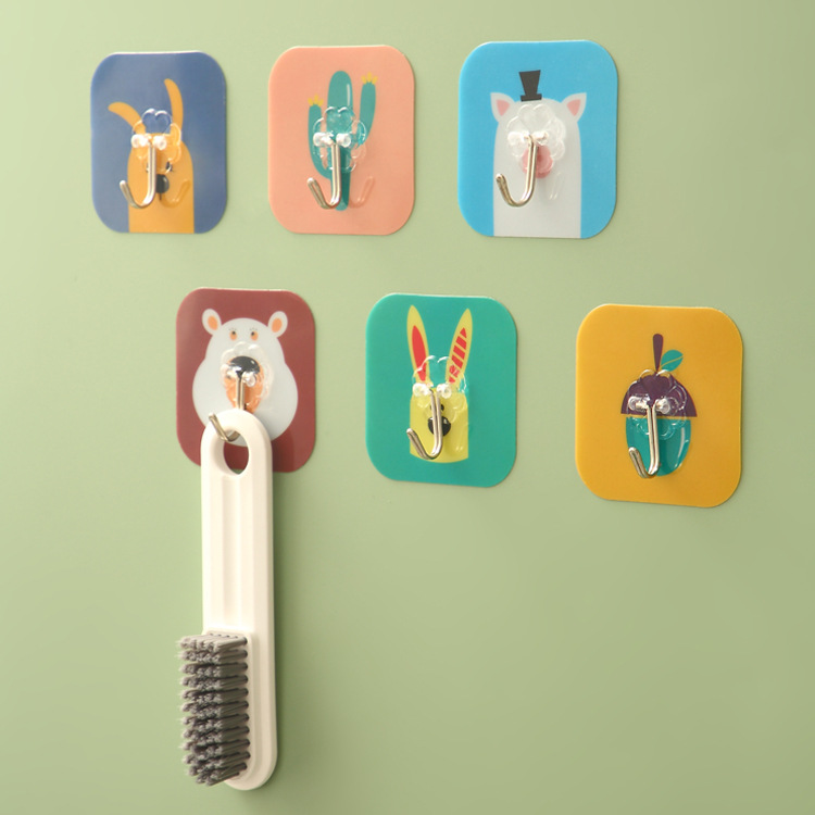 Gancho de dibujos animados fuerte pegajoso sin clavos sin costuras para colgar en la pared gancho de ropa cocina impermeable gancho pegajoso fábrica al por mayor