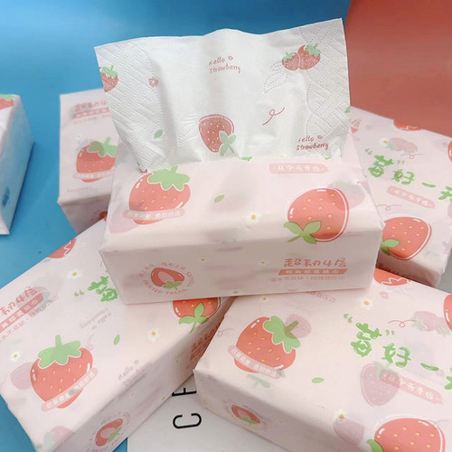 Printed tissue paper strawberry printed paper towel large pack of 300 sheets household tissue paper facial tissue toilet paper colorful napkins