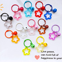 彩色五角星亚克力钥匙扣挂件  多巴胺色系耳机套挂饰情侣包包装饰