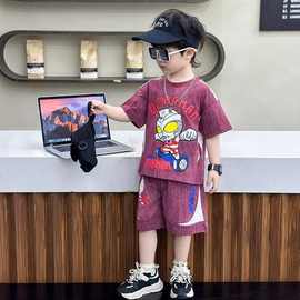 奥特曼男童夏装套装儿童夏季薄款短袖5运动6岁宝宝夏天衣服两件套