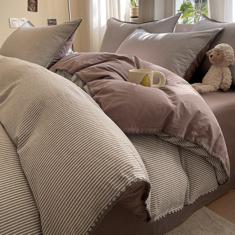 Borde de Concha rayado de algodón molido con ceniza de Zoe