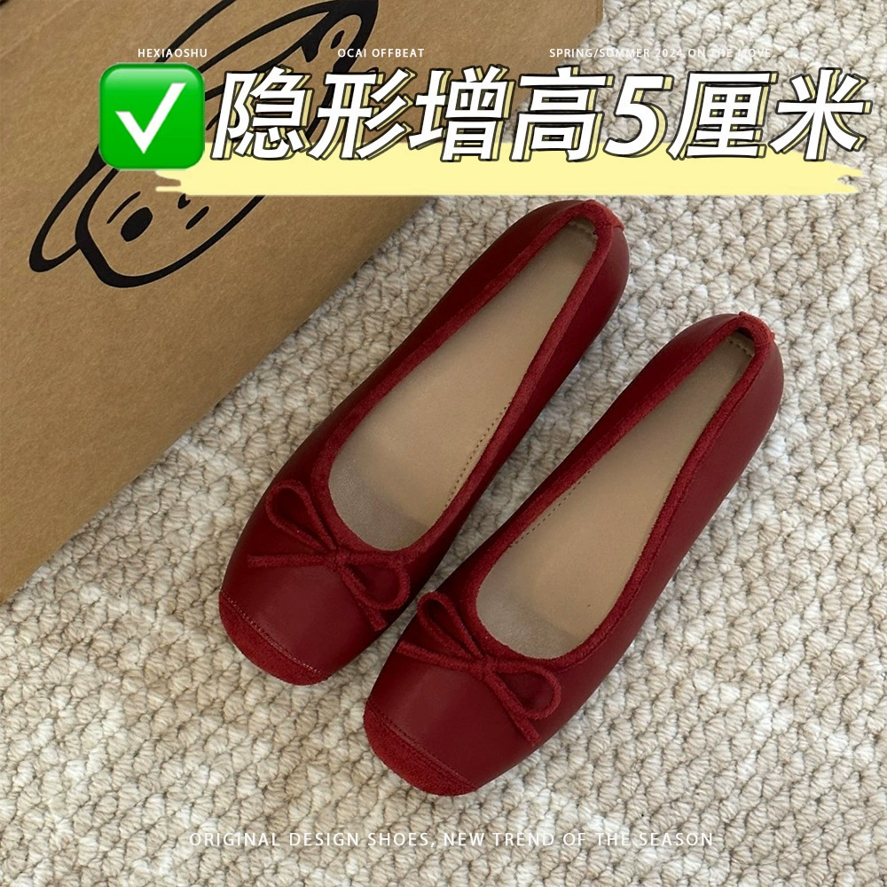 High red summer footwear with bow, shoes, for teenagers