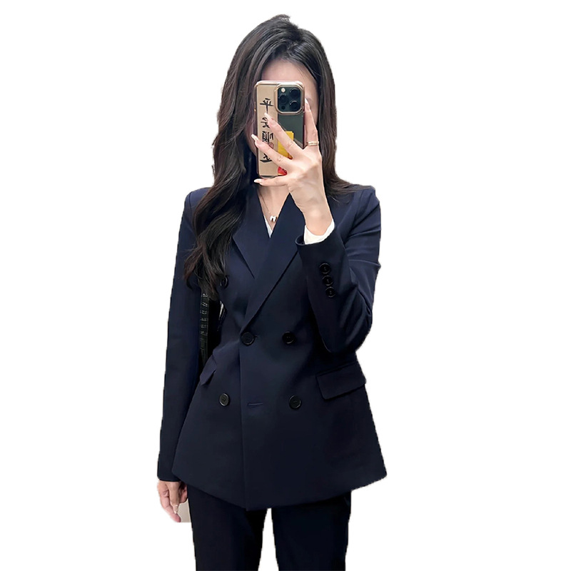 Set High-End Feel Jacket Casual Spring And Autumn Professional Wear Women's Three-Piece Double-Breasted Fashion Suit_voghion.com
