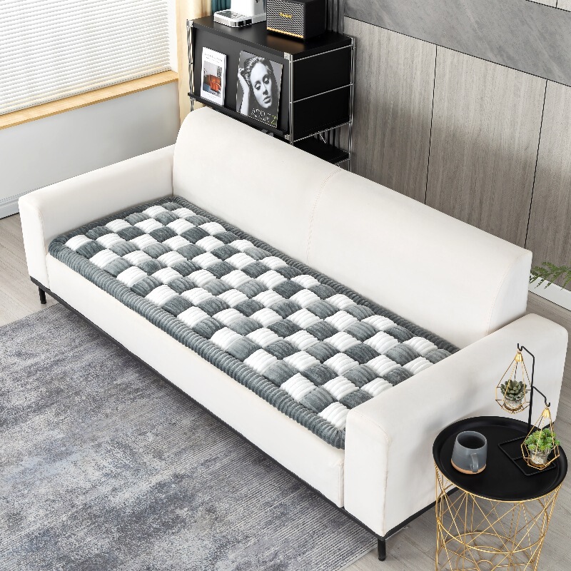 Korean-style Cross-border Foreign Trade Thickened Plush Sofa Cushion Tatami Cushion Straight Checkerboard Steamed Bread Cushion Bay Window Floor Mat Korean-style Cross-border Foreign Trade Thickened Plush Sofa Cushion Tatami Cushion Straight Checkerboard Steamed Bread Cushion Bay Window Floor Mat